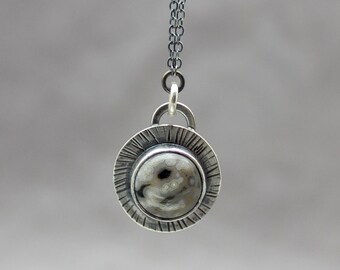 Ocean Jasper Necklace, Ocean Jasper Pendant, Minimalist Necklace, Silver Necklace, Gemstone Pendant, Jasper Jewelry, Layering Necklace