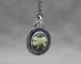 Ocean Jasper Necklace, Ocean Jasper Pendant, Minimalist Necklace, Silver Necklace, Gemstone Pendant, Jasper Jewelry, Layering Necklace