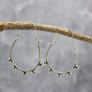 Large Granulated Hoop Earrings in Sterling Silver image 4