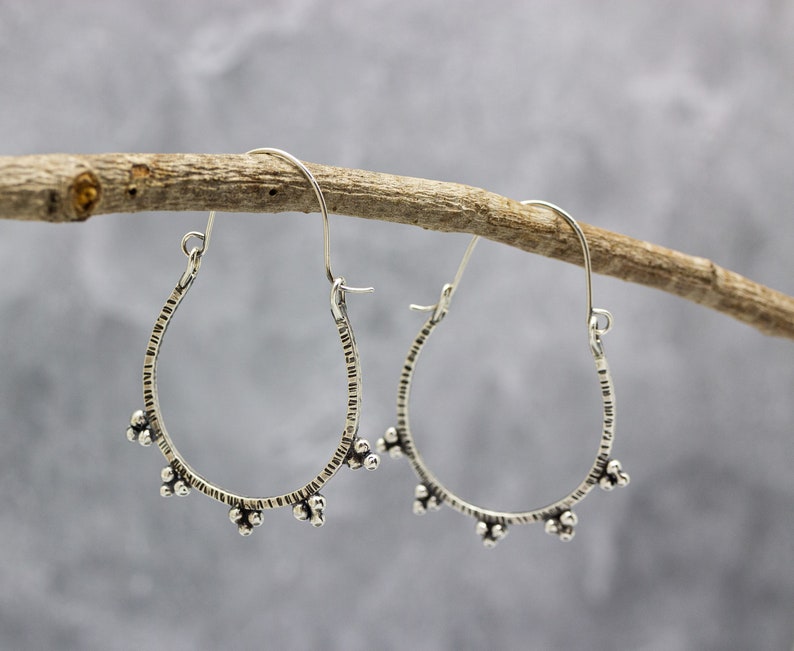 Large Granulated Hoop Earrings in Sterling Silver image 4