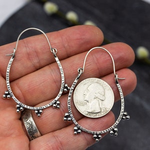 Large Granulated Hoop Earrings in Sterling Silver image 7