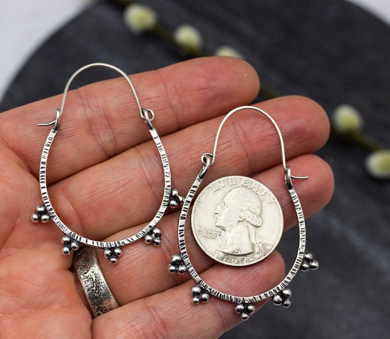Large Granulated Hoop Earrings in Sterling Silver image 7