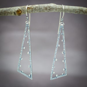 Triangle Earrings Geometric Drop Earrings Sterling Silver Long Dangle Statement Earrings