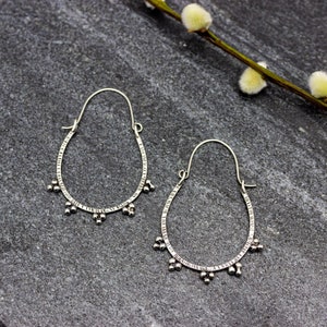 Large Granulated Hoop Earrings in Sterling Silver image 3