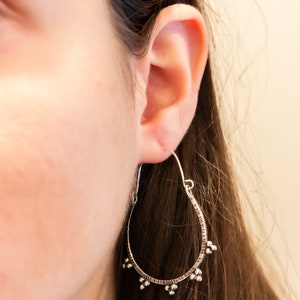Large Granulated Hoop Earrings in Sterling Silver image 2