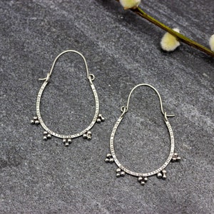 Large Granulated Hoop Earrings in Sterling Silver image 5