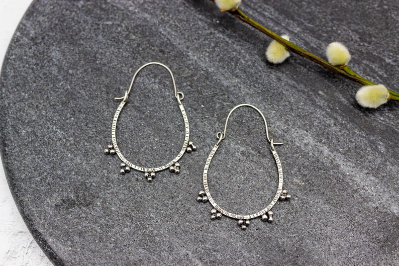 Large Granulated Hoop Earrings in Sterling Silver image 5