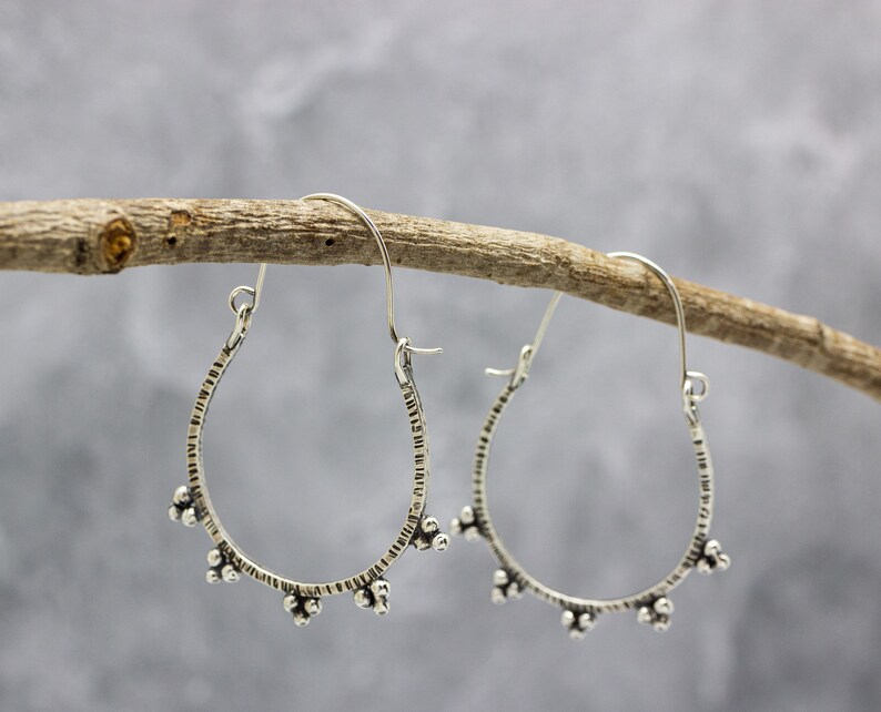 Large Granulated Hoop Earrings in Sterling Silver image 6