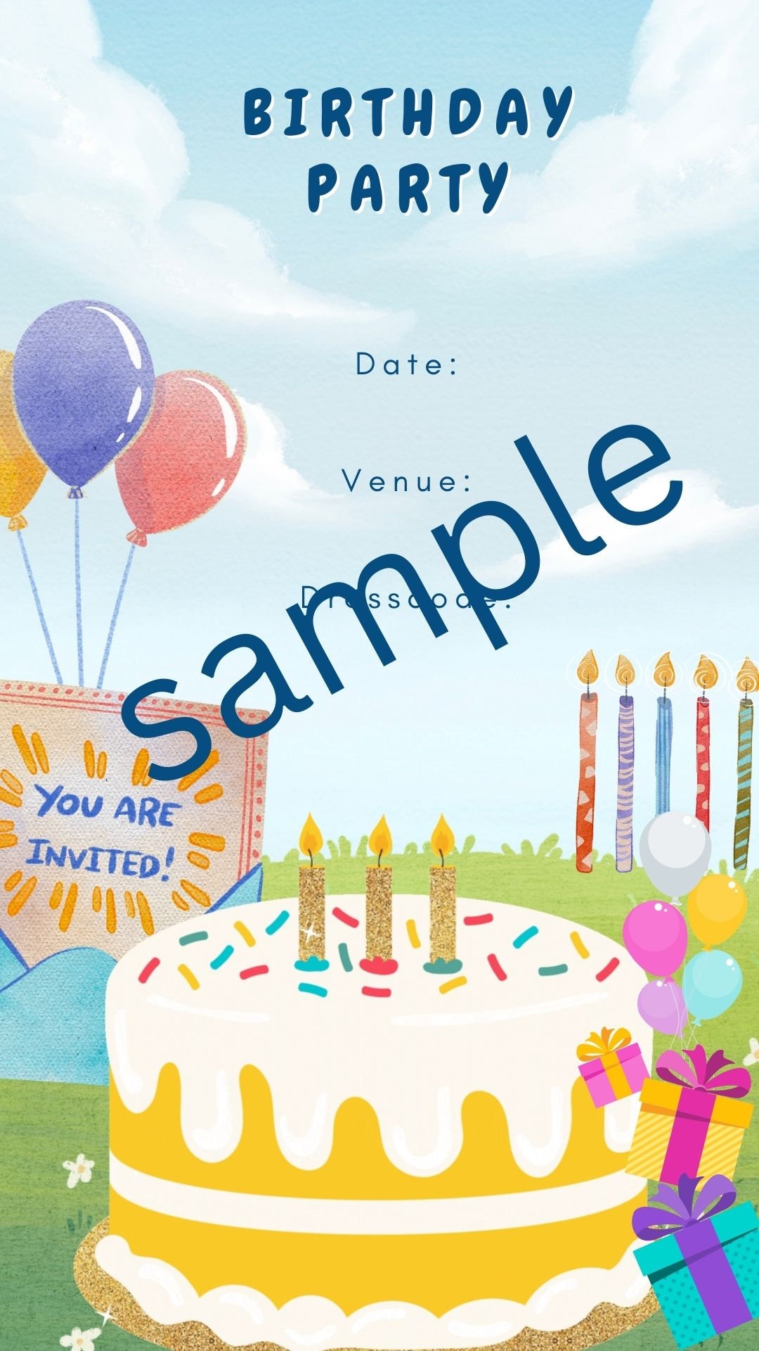 Unisex Birthday Invitations Childrens Party Invitation Digital Etsy UK