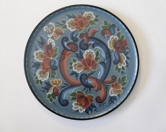 12 inch Noorse rosémaled plaat