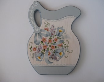 Decorative painted wall hanging pitcher