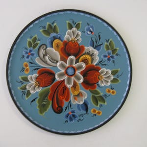 Norwegian Rosemaling on a 10 inch  plate