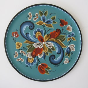 Norwegian Rosemaling on a 10 inch  plate