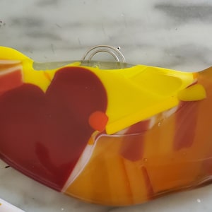 Fused Glass Love Bird - Heart