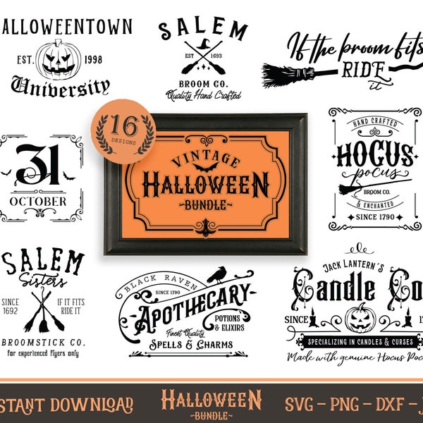 Vintage Halloween Sign SVG Bundle, Halloween bundle svg, Primitive Halloween sign svg, Apothecary svg, SVG for Cricut, Printables