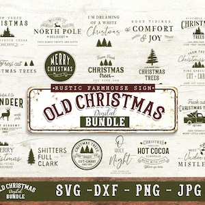 Ferme Noël SVG Rustic Sign - Cut Files - svg dxf png jpg - cricut silhouette Farmhouse Sign - Farm Fresh Svg - Arbres de Noël Svg