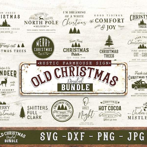 Farmhouse Christmas SVG Rustic Sign - Cut Files - svg dxf png jpg - cricut silhouette  Farmhouse Sign - Farm Fresh Svg - Christmas Trees Svg