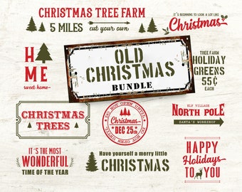 Retro Christmas SVG Bundle: Farmhouse Sign Designs (14 Files)