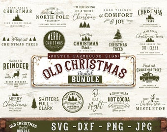 Farmhouse Christmas SVG Rustic Sign - Cut Files - svg dxf png jpg - cricut silhouette  Farmhouse Sign - Farm Fresh Svg - Christmas Trees Svg