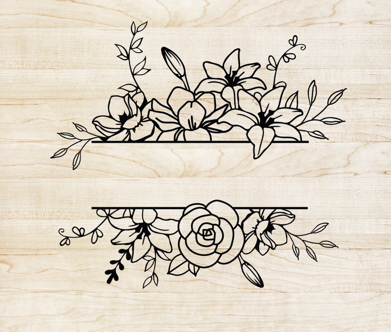 Floral Monogram SVG: Flower Border Cut File (digital Download) - Etsy ...