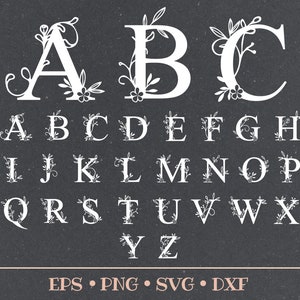 Floral Alphabet SVG, Kräuter Alphabet Svg, botanische Alphabet Svg, Cricut Schrift Svg, Blumen Buchstaben Svg, Blumen Alphabet Svg, Monogramm Svg