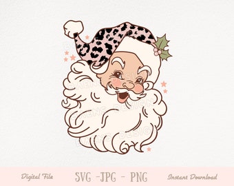 Leopard Santa Christmas SVG: Retro Animal Print (Digital File)