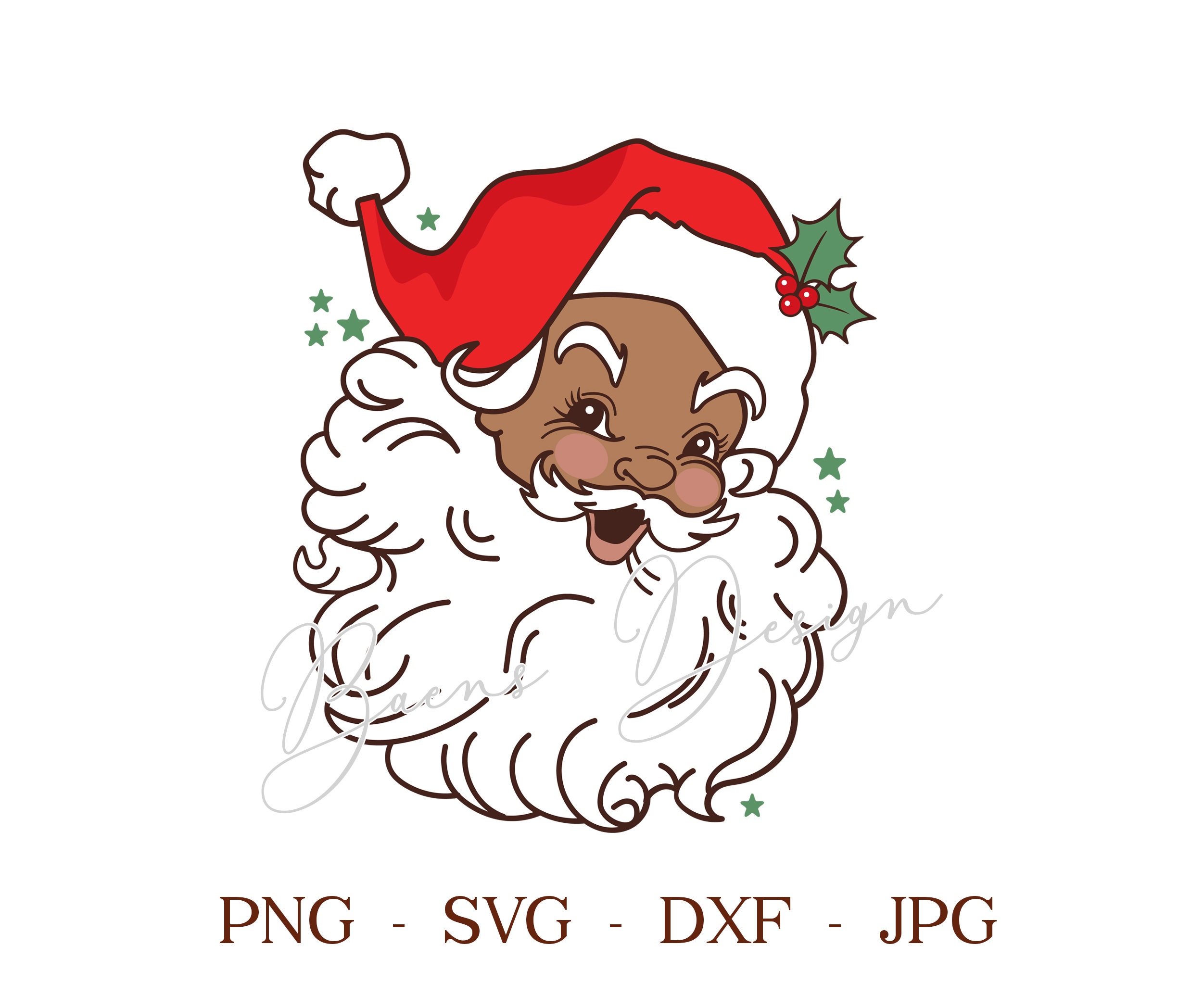 Retro Black Santa Claus SVG PNG, Afro American Santa, Red Santa Svg ...