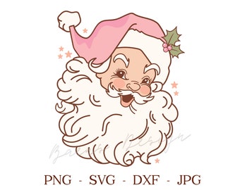 Retro Pink Santa Claus SVG PNG, Christmas SVG, Christmas Vintage Svg Png. Christmas Sublimation for Shirt, Christmas Png - Santa Clip Art