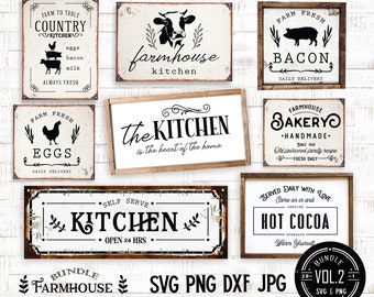 Pacchetto SVG di insegne per cucina in stile fattoria (download digitale)