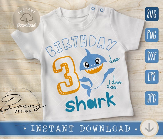 Shark 3th Birthday Svg Boy Birthday Shark Svg Dxf Eps Png Etsy