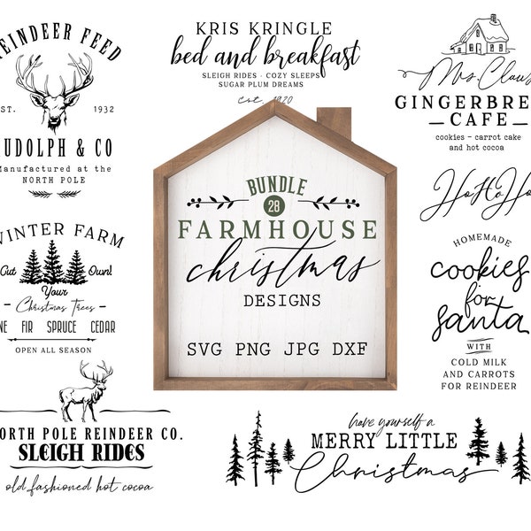 Farmhouse Christmas Sign SVG Bundle: Rustic Holiday Designs (Cut Files)
