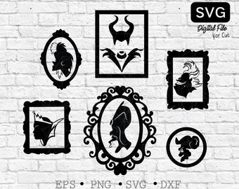 Villains Silhouette SVG Bundle: Evil Queen, Ursula, Cruella (Digital File)