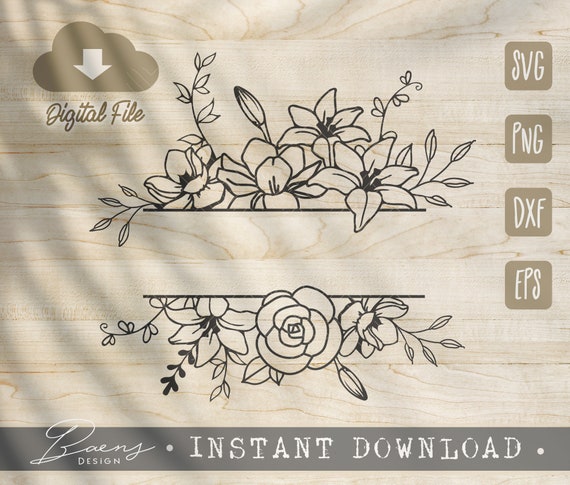 Floral Monogram SVG Cut File, Instant Download