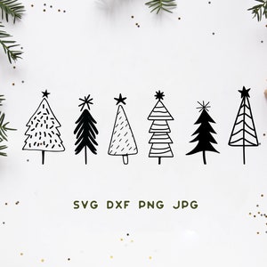 Alberi di Natale SVG - Farmhouse Christmas SVG - Pine Hand Drawn Svg - alberi di Natale disegnati a mano - Natale per cricut - Pine Tree Svg