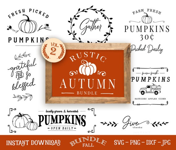 Rustic Fall Svg Bundle Farmhouse Fall Svg Autumn SVG Fall - Etsy