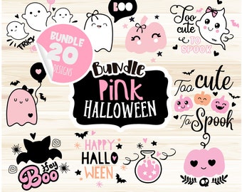Halloween Pink svg, Bundle Halloween Svg, Halloween Girl svg, Cute Pink svg, Pumpkin svg, Halloween Clipart, SVG for Cricut