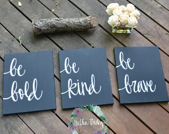 Set of 3 11x14 Canvas Quote Art Paintings Black and White Be Bold Inspirational Quote Wall Art Sign Wall Hangings Dorm Decor
