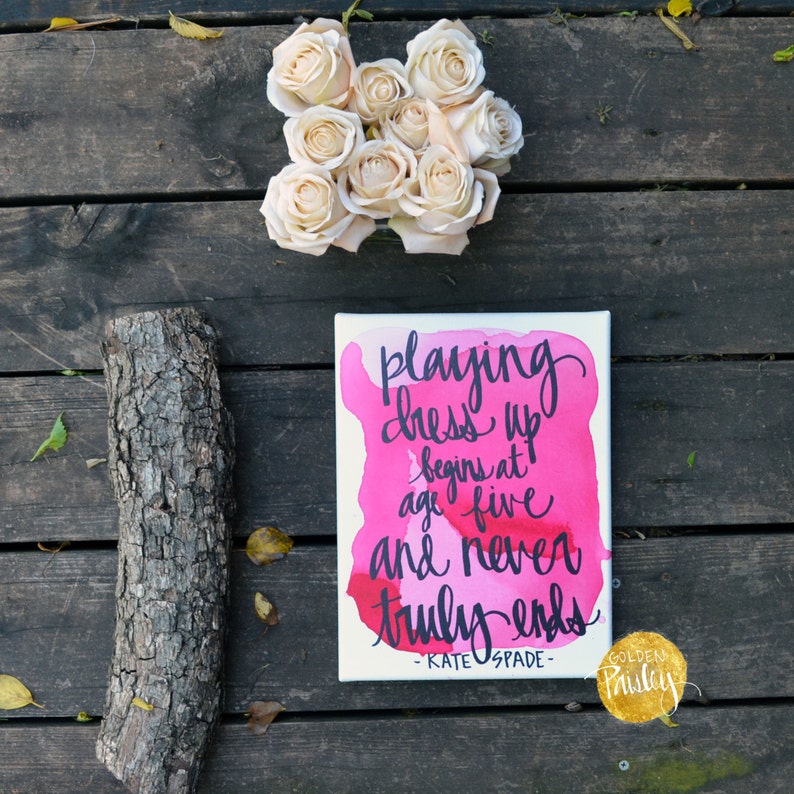 Hot Pink Fashion Quote Watercolor Wall Decor Canvas Painting Etsy