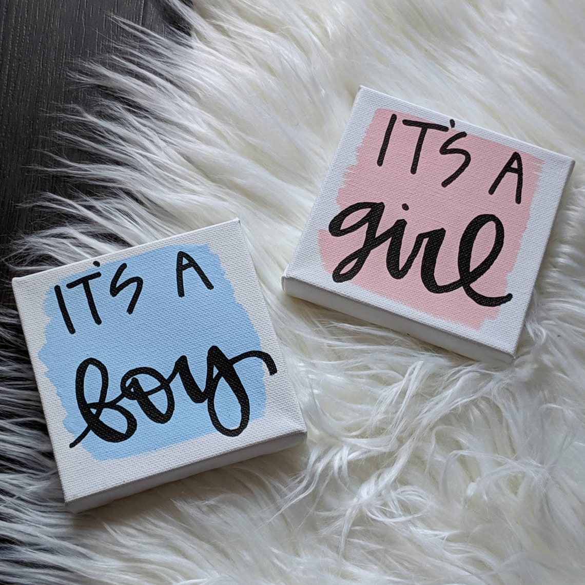 Gender Reveal Mini Canvas Gender Reveal Mail Announcement Etsy