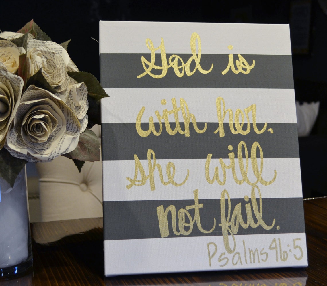 Bible Verse Canvas Painting Canvas Wall Hanging Gray Striped Etsy