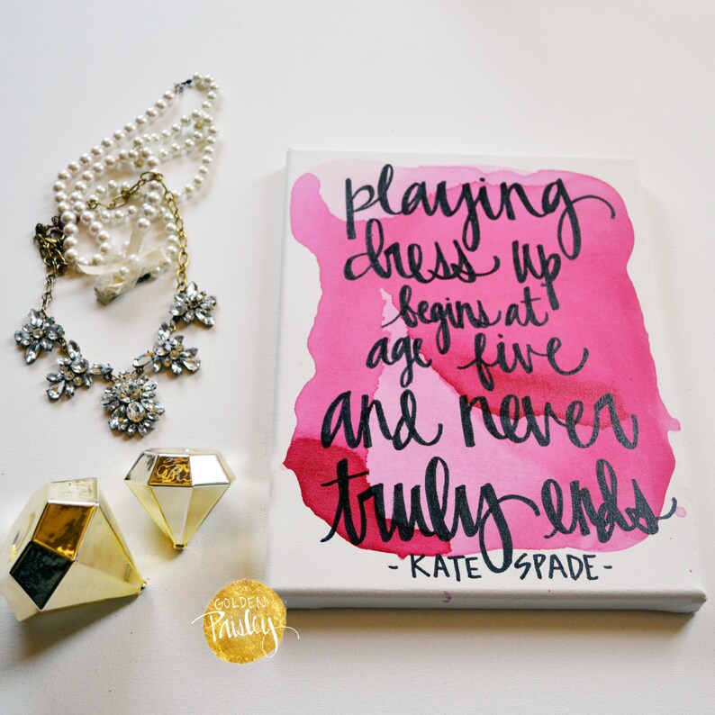 Hot Pink Fashion Quote Watercolor Wall Decor Canvas Painting Etsy