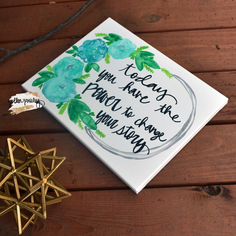 Sarcelle florale Aquarelle Citation Toile Art Peinture Mur