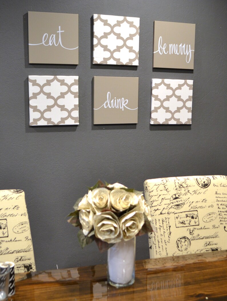 Farmhouse Dining Room Wall Art Set Eat Drink and Be Merry Etsy