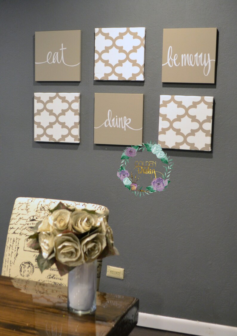 Farmhouse Dining Room Wall Art Set Eat Drink and Be Merry Etsy