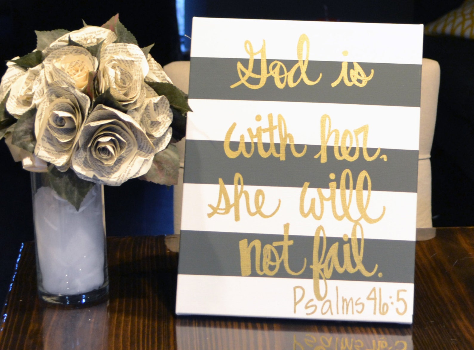 Bible Verse Canvas Painting Canvas Wall Hanging Gray Striped Etsy