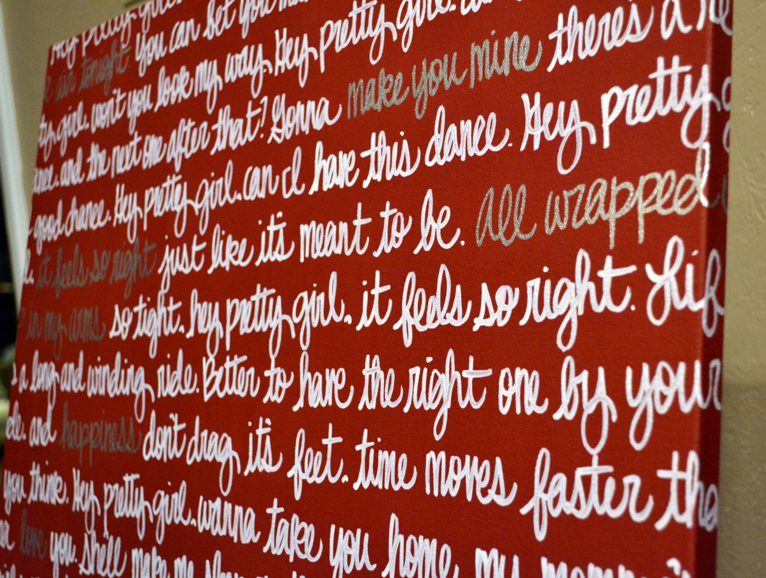 Wedding Vow Art Hand Lettering Canvas Song Lyric Art Wall Hanging