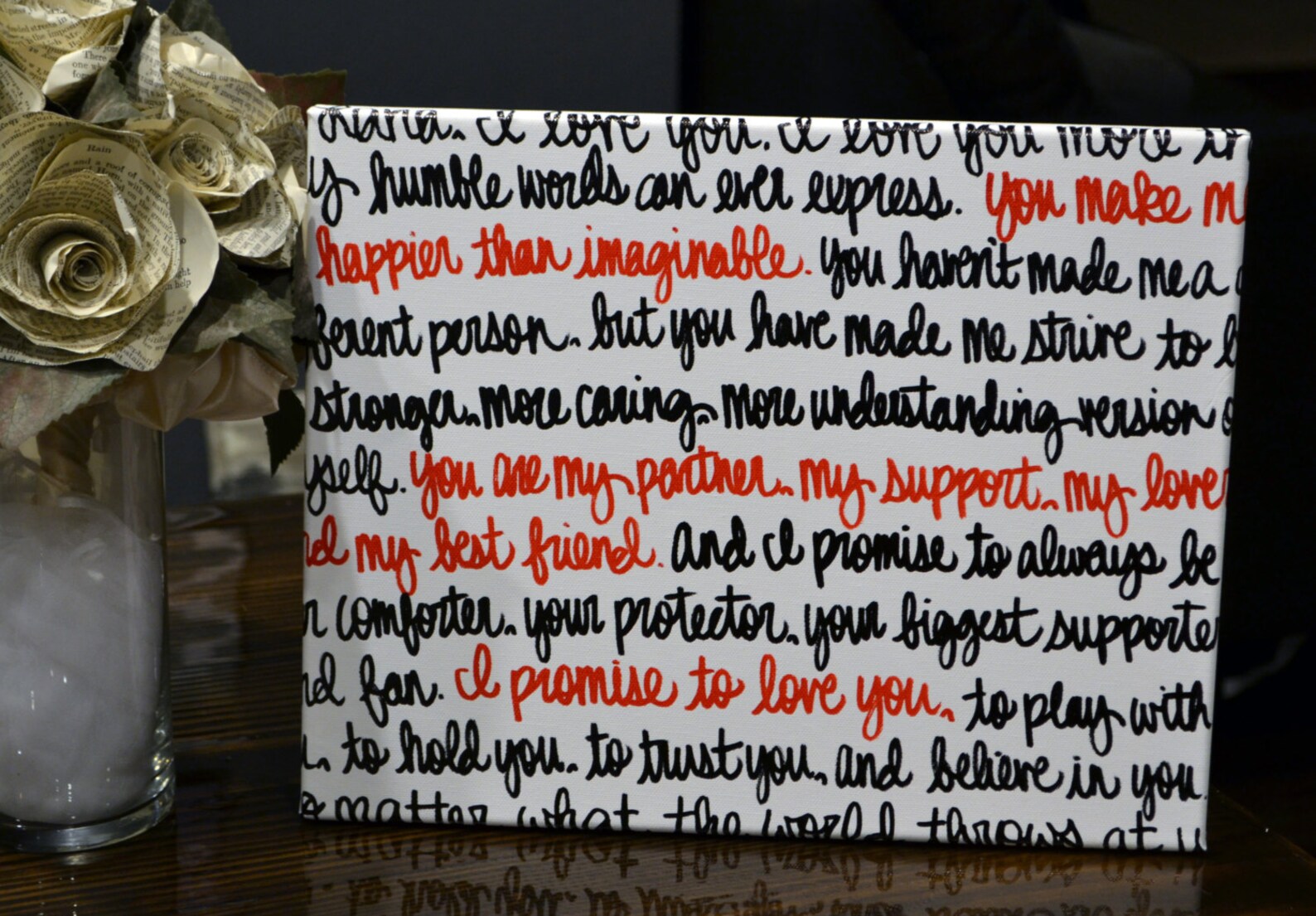 Custom Wedding Vow Art Canvas Wall Art Painting Black White & Etsy