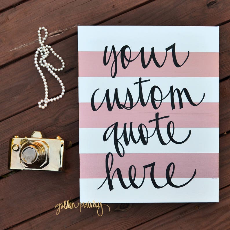 Rose Gold Stripe Custom Quote Canvas Wall Art Painting Etsy