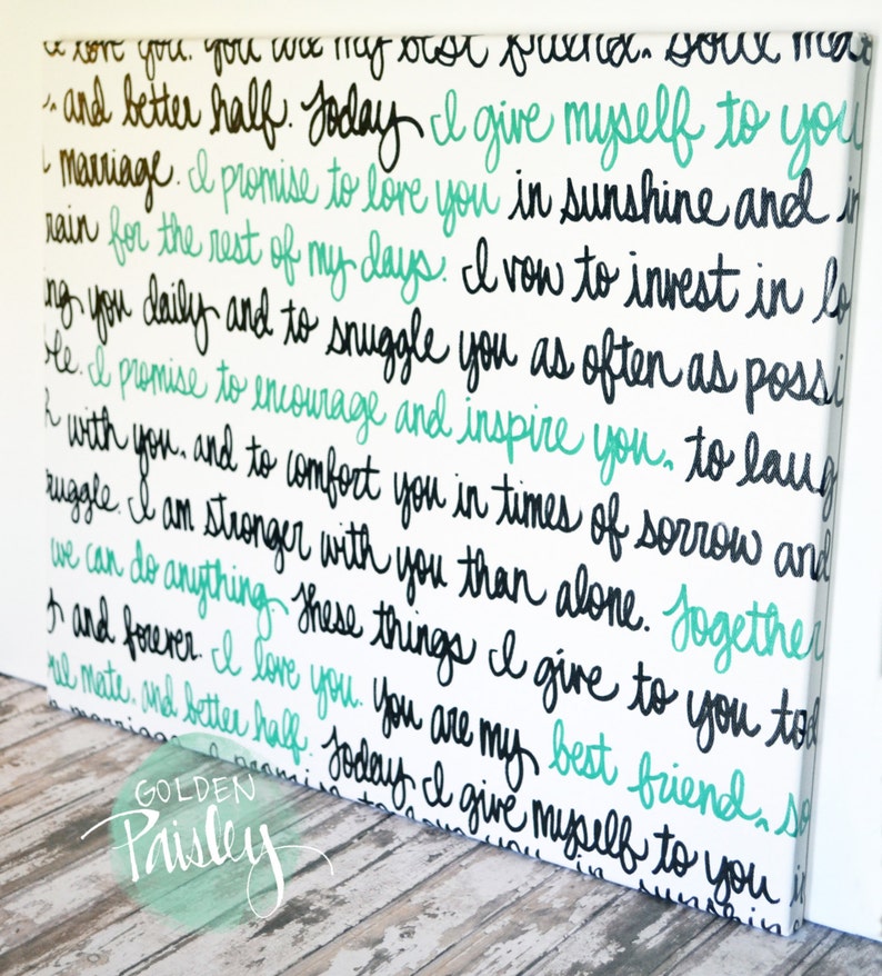 Wedding Vows Wall Art Painting Anniversary Gift Canvas Etsy