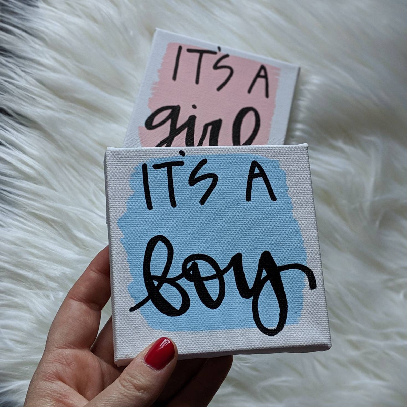 Gender Reveal Mini Canvas Gender Reveal Mail Announcement Etsy